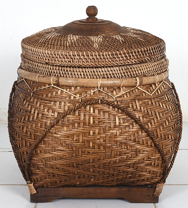natural rattan basket with ethnic weaving from Indonesia