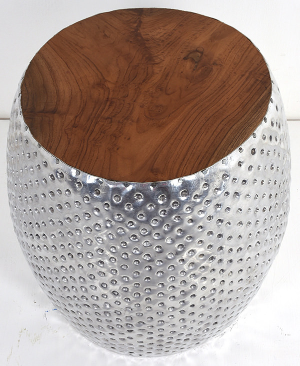 aluminum and teak stool
