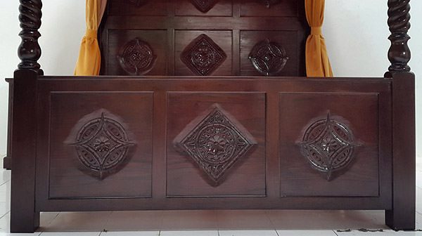 dark brown teak bed frame