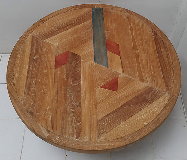 round teak outdoor table top