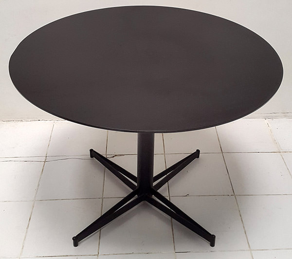 round black iron outdoor table