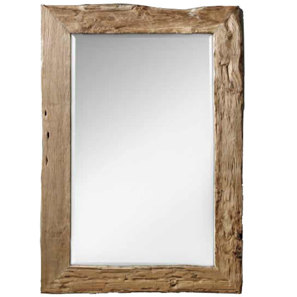 recycled teak wood mirror with natural finishing