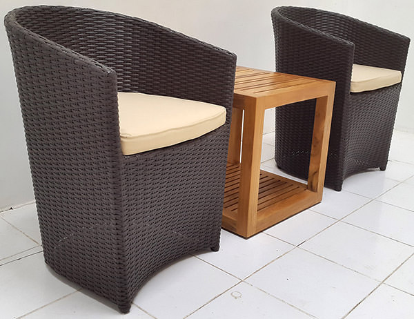 wicker and teak garden set