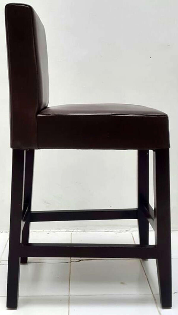 teak and genuine brown dyed Italian leather chair