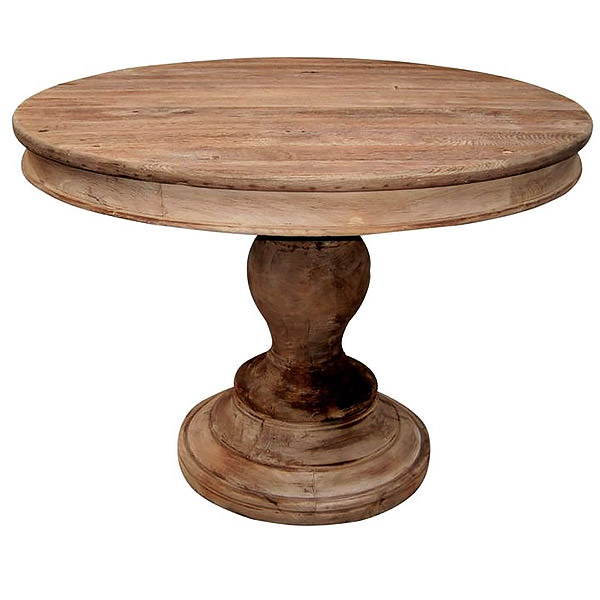 Round teak dining table with one leg
