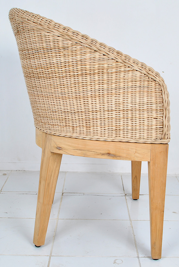 natural rattan and teak chair