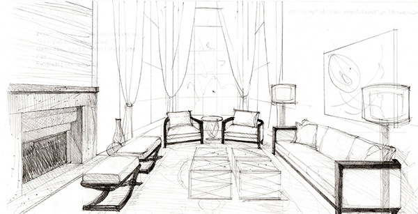 living room design sketch