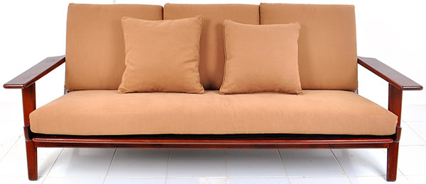 indoor couch with salmon linen