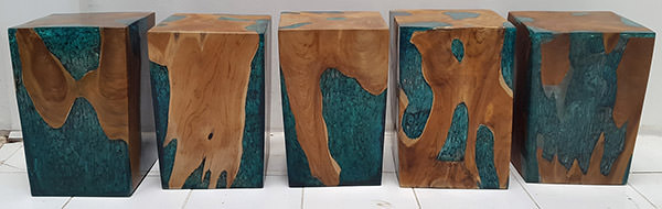 teak and resin stools